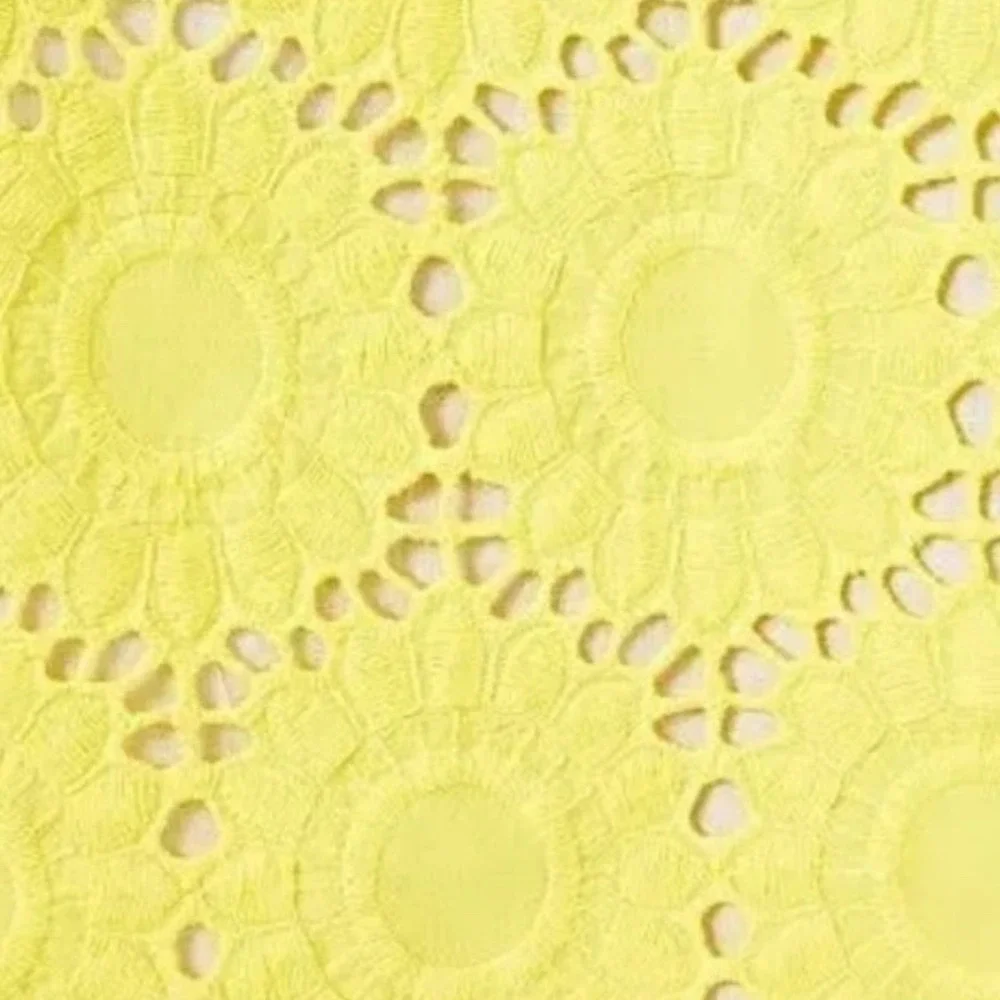 Lilly Pulitzer Yellow Eyelet Lace Blouse 3/4 Sleeve Scalloped Top Mariella XL - Picture 6 of 10